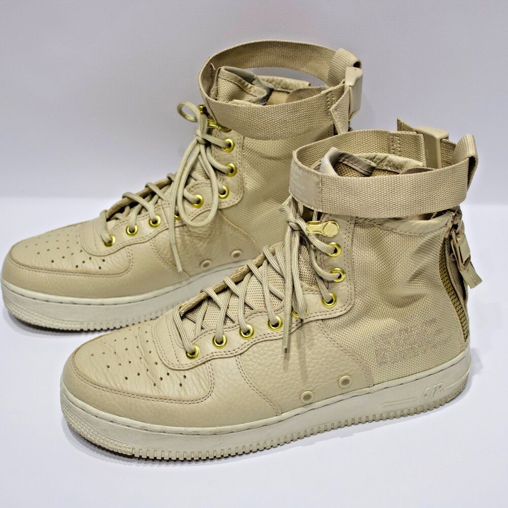 Nike SF Air Force One Mid High Top Boot Beige Gold Men Size 8